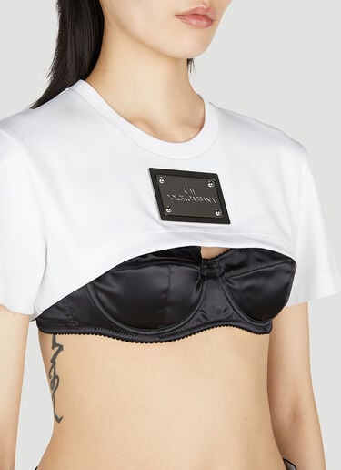 Dolce & Gabbana 킴 로고 플라크 크롭 탑 화이트 dol0252015