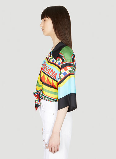 Cropped Stripe Print Silk Shirt Dolce & Gabbana Cropped Stripe Print Silk Shirt Blue dol0253006