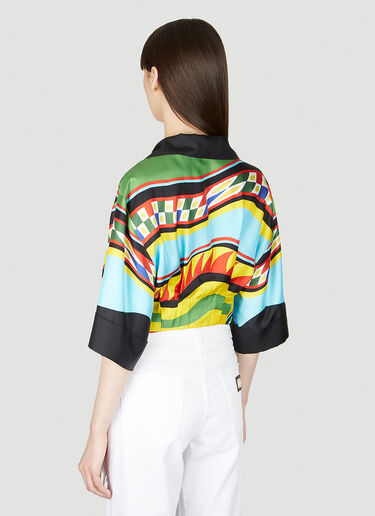 Dolce & Gabbana Cropped Stripe Print Silk Shirt Blue dol0253006