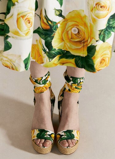 Printed Charmeuse Wedges Dolce & Gabbana Printed Charmeuse Wedges Yellow dol0255028
