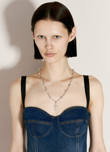 Dolce & Gabbana 라인스톤 십자가가 달린 로사리오 스타일 목걸이  블랙 dol0255030