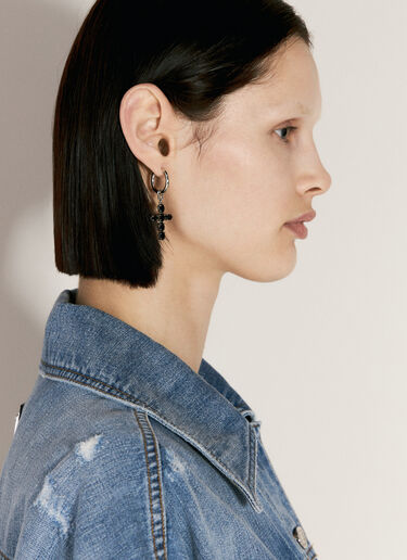 Creole Earrings With Rhinestone Crosses Dolce & Gabbana Creole Earrings With Rhinestone Crosses Black dol0255032