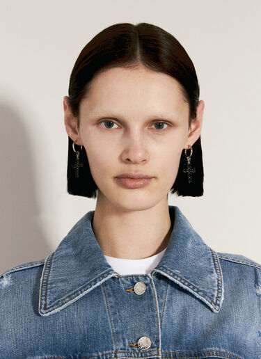 Creole Earrings With Rhinestone Crosses Dolce & Gabbana Creole Earrings With Rhinestone Crosses Black dol0255032