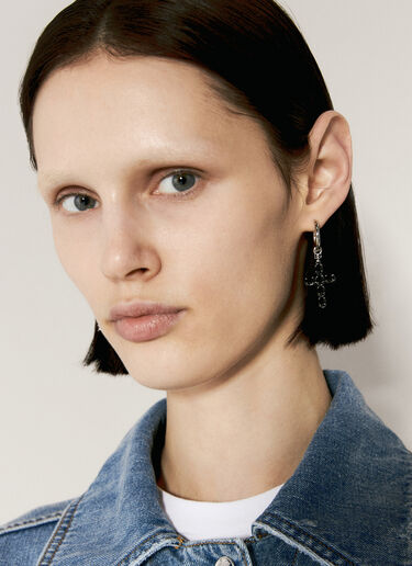 Creole Earrings With Rhinestone Crosses Dolce & Gabbana Creole Earrings With Rhinestone Crosses Black dol0255032