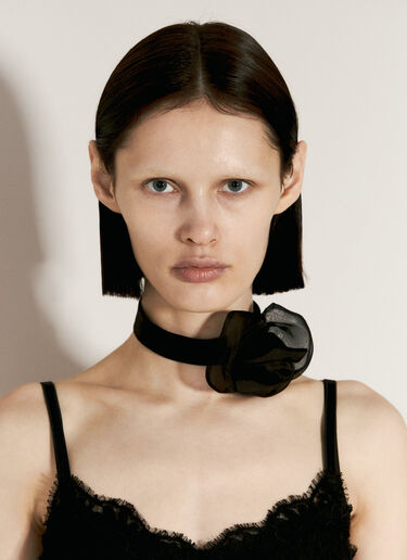 Satin And Organza Flower Choker Dolce & Gabbana Satin And Organza Flower Choker Black dol0256005