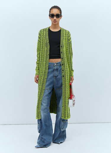 Cable Knit Maxi Cardigan Diesel Cable Knit Maxi Cardigan Green dsl0253016