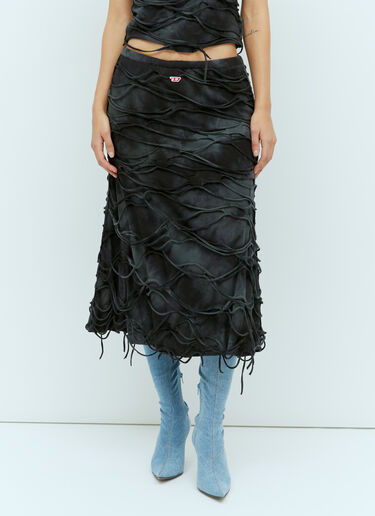 O-Jal 디스트레스트 미디 스커트 Diesel O-Jal 디스트레스트 미디 스커트 블랙 dsl0257008