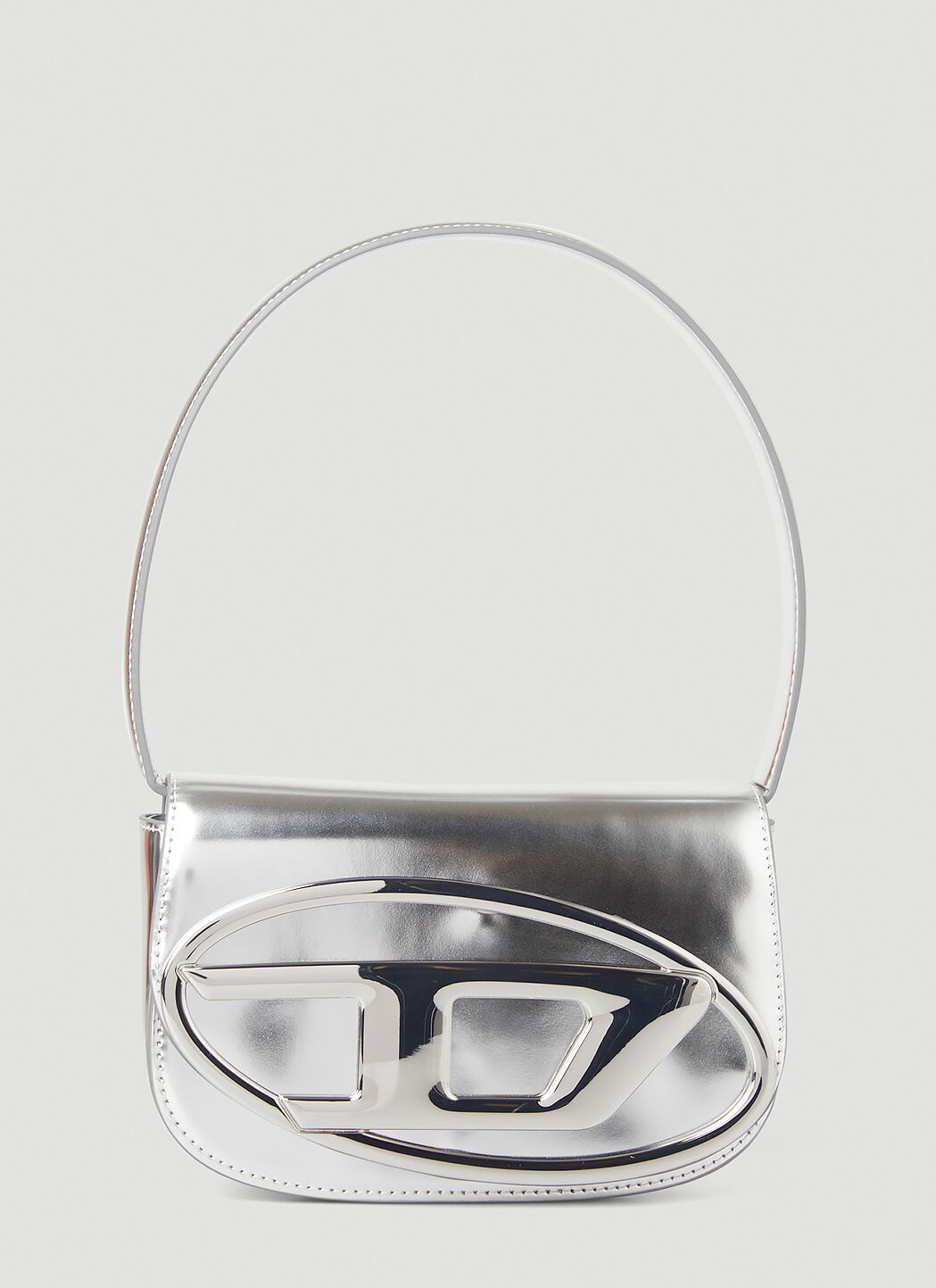 Women's 1DR-Iconic shoulder bag in mirrored leather | Silver