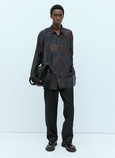 Silk Botanic Shirt Dries Van Noten Silk Botanic Shirt Navy dvn0154016