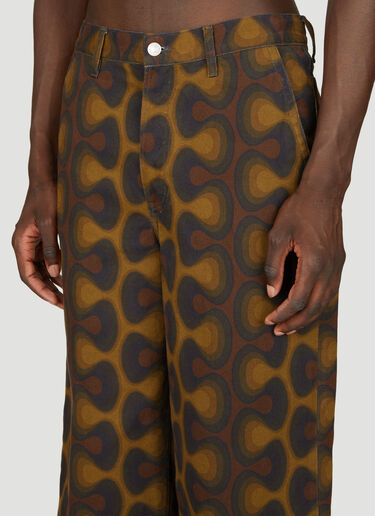 Graphic Print Cropped Pants Dries Van Noten Graphic Print Cropped Pants Brown dvn0156007