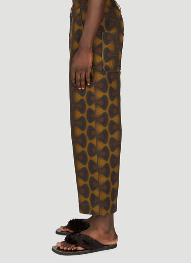Graphic Print Cropped Pants Dries Van Noten Graphic Print Cropped Pants Brown dvn0156007