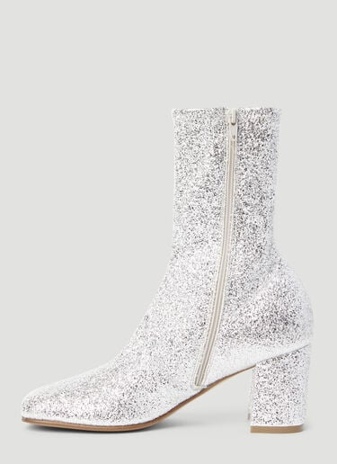 Glitter Block Heel Boots Dries Van Noten Glitter Block Heel Boots Silver dvn0255004