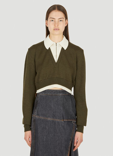 Cropped Zip Sweater Elleme Cropped Zip Sweater Khaki elm0249022