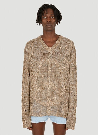 Grunge Cable Knit Sweater ERL Grunge Cable Knit Sweater Brown erl0147004
