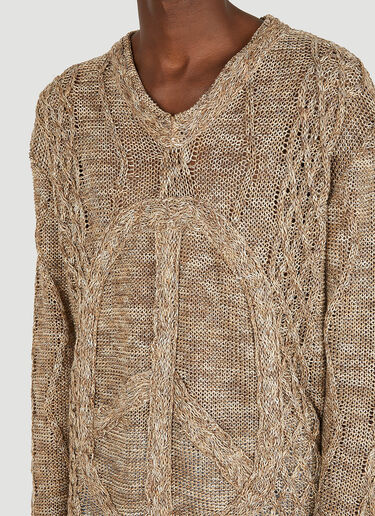 Grunge Cable Knit Sweater ERL Grunge Cable Knit Sweater Brown erl0147004