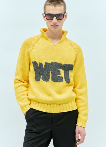 Wet Intarsia Knit Sweater ERL Wet Intarsia Knit Sweater Yellow erl0156007