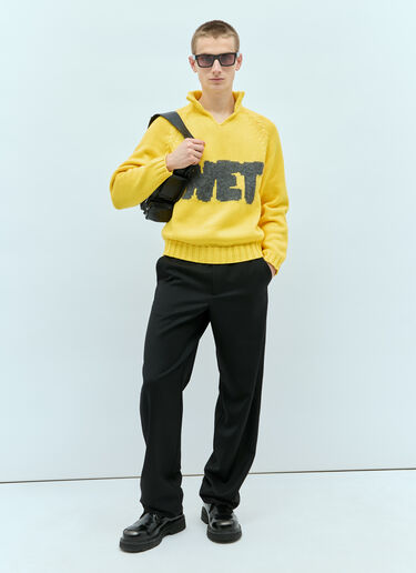 Wet Intarsia Knit Sweater ERL Wet Intarsia Knit Sweater Yellow erl0156007