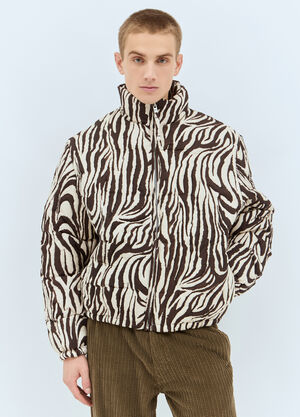ERL Zebra Quilted Puffer Jacket Brown erl0158006