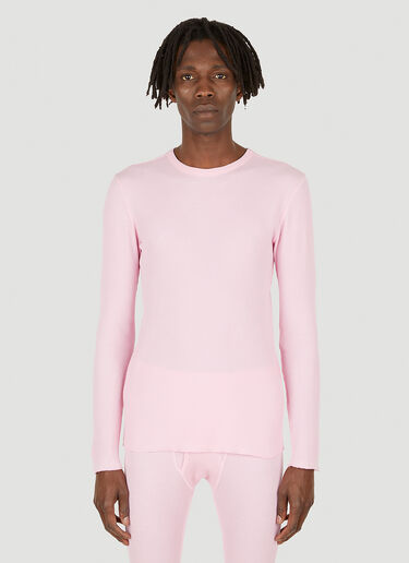 ERL Waffle Knit Long Sleeve T-Shirt Pink erl0348008