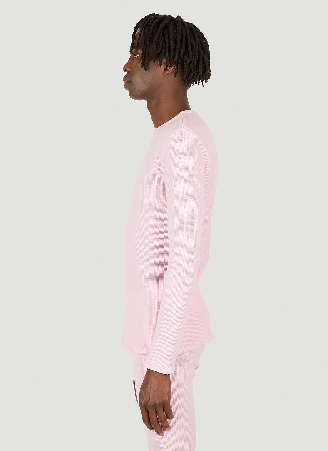 ERL Waffle Knit Long Sleeve T-Shirt in Pink | LN-CC