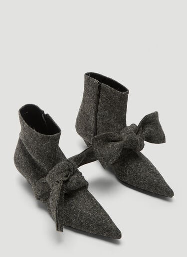 Hairy Tie-Front Ankle Boots Flat Apartment Hairy Tie-Front Ankle Boots Grey flt0238006