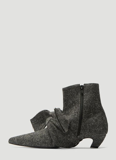 Hairy Tie-Front Ankle Boots Flat Apartment Hairy Tie-Front Ankle Boots Grey flt0238006