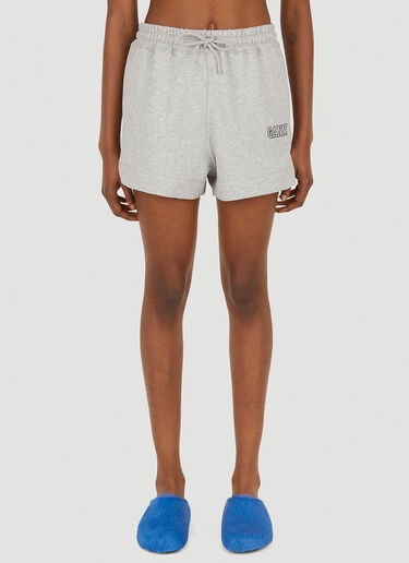 GANNI Logo Embroidery Track Shorts Grey gan0251005