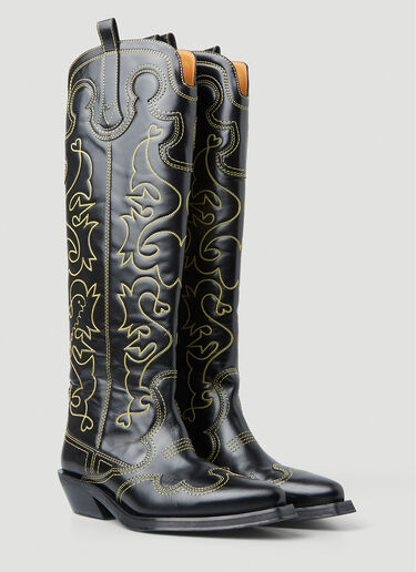 Embroidered Western Boots GANNI Embroidered Western Boots Black gan0251038