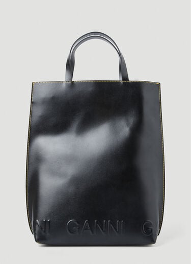 GANNI 배너 미디엄 토트백 Black gan0251100