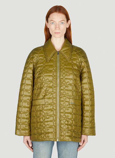 Logo Quilted Jacket GANNI Logo Quilted Jacket Khaki gan0252021