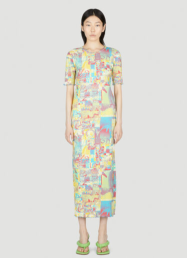 Printed Rib Jersey Maxi Dress GANNI Printed Rib Jersey Maxi Dress Yellow gan0253008