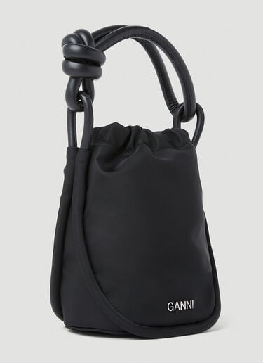 GANNI Small Knot Bucket Handbag Black gan0253043
