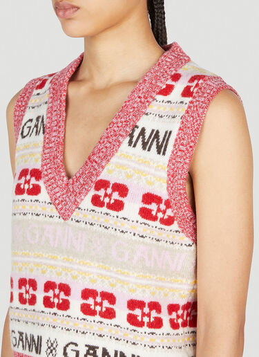 Intarsia Logo Sweater Vest GANNI Intarsia Logo Sweater Vest Red gan0253078