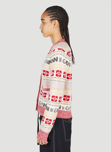 Intarsia Logo Knit Cardigan GANNI Intarsia Logo Knit Cardigan Red gan0253079