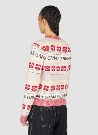 Intarsia Logo Knit Cardigan GANNI Intarsia Logo Knit Cardigan Red gan0253079