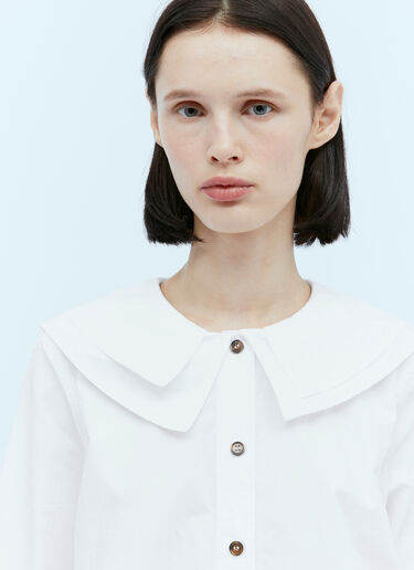 GANNI Double-Collar Poplin Shirt White gan0254006