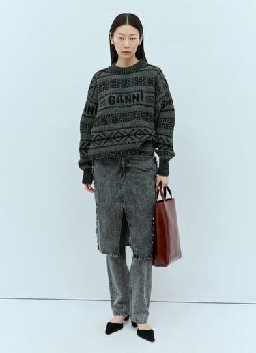 GANNI 스노우 워싱 마감 스커트 진 블랙 gan0254007