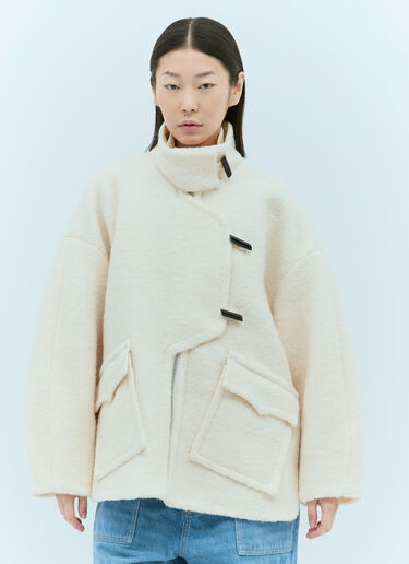 GANNI Boucle Drop-Shoulder Jacket Cream gan0255004