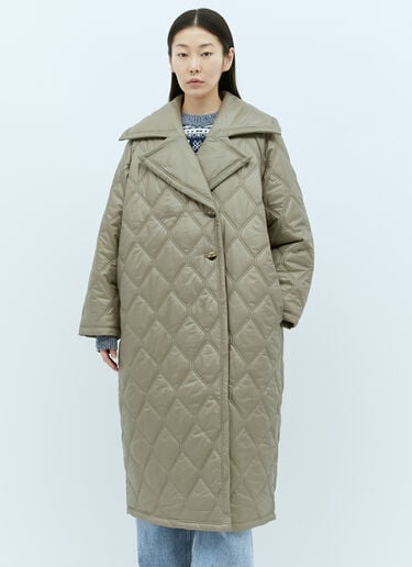 シャイニーキルトコート GANNI シャイニーキルトコート カーキ gan0255006