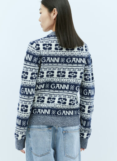 GANNI 로고 자카드 울 스웨터 블루 gan0255027