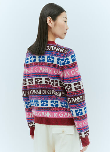 Logo Jacquard Wool Cardigan GANNI Logo Jacquard Wool Cardigan Red gan0255030