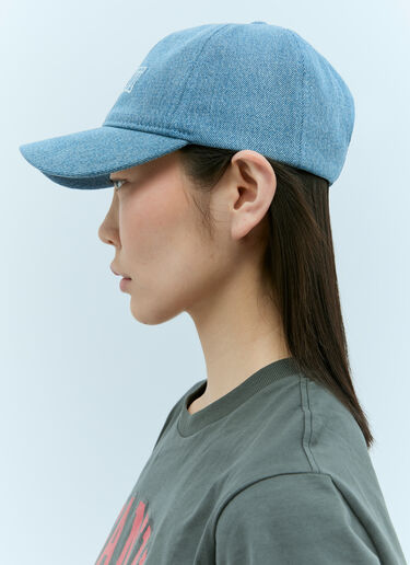 GANNI 로고 자수 데님 베이스볼 캡 블루 gan0255072