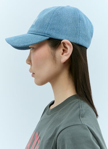Logo Embroidery Denim Baseball Cap GANNI Logo Embroidery Denim Baseball Cap Blue gan0255072