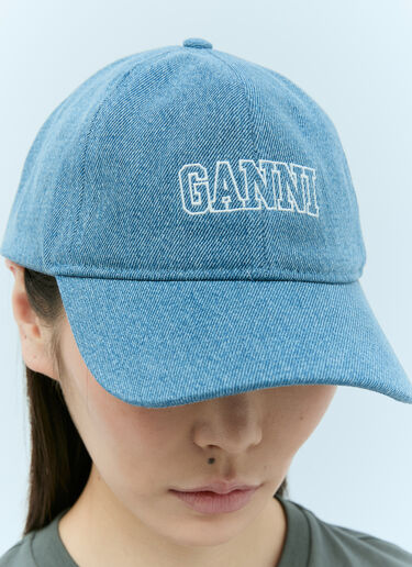GANNI 로고 자수 데님 베이스볼 캡 블루 gan0255072