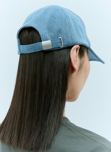 Logo Embroidery Denim Baseball Cap GANNI Logo Embroidery Denim Baseball Cap Blue gan0255072
