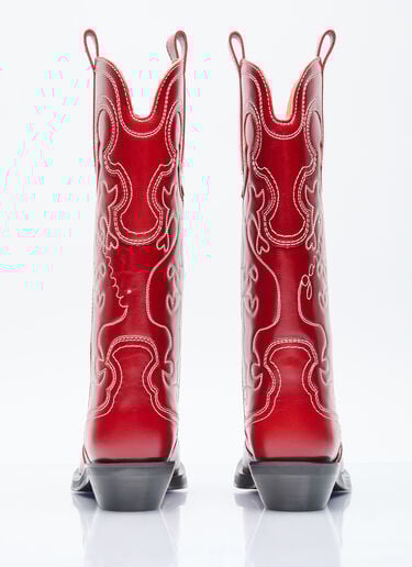 Mid Shaft Embroidered Western Boots GANNI Mid Shaft Embroidered Western Boots Red gan0255087