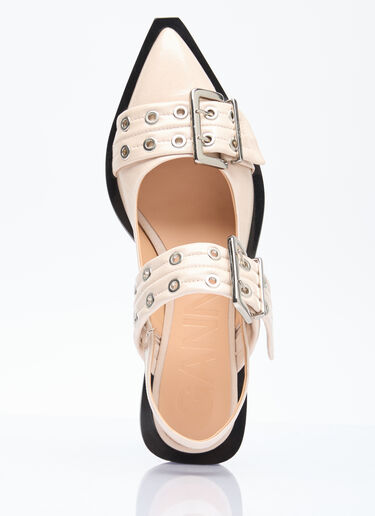 Feminine Buckle Ballerina Flats GANNI Feminine Buckle Ballerina Flats Beige gan0255092