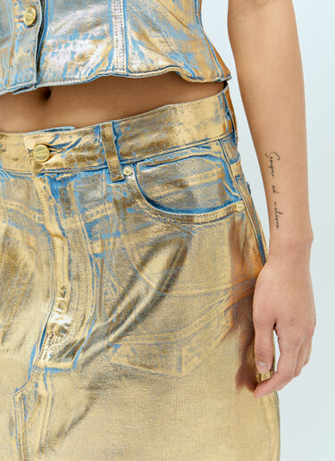 Coated Denim Midi Skirt GANNI Coated Denim Midi Skirt Gold gan0255099