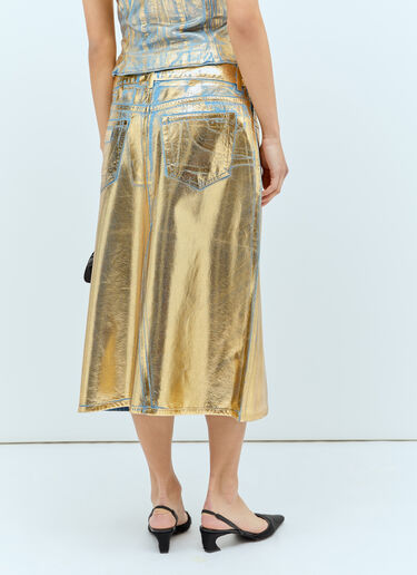 Coated Denim Midi Skirt GANNI Coated Denim Midi Skirt Gold gan0255099