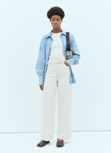 GANNI Heavy Denim Paperbag Jeans White gan0256002